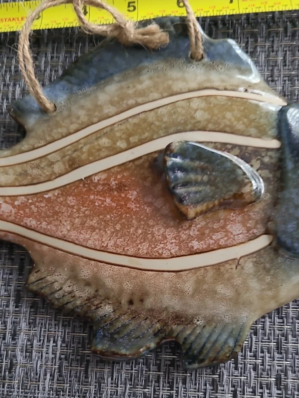 Handcrafted Ceramic Fish Wall Hanging - Brown Blue